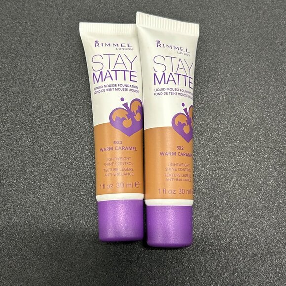 Rimmel London 2 PK Stay Matte Liquid Mousse Foundation Warm Caramel 502 1oz - Picture 1 of 2
